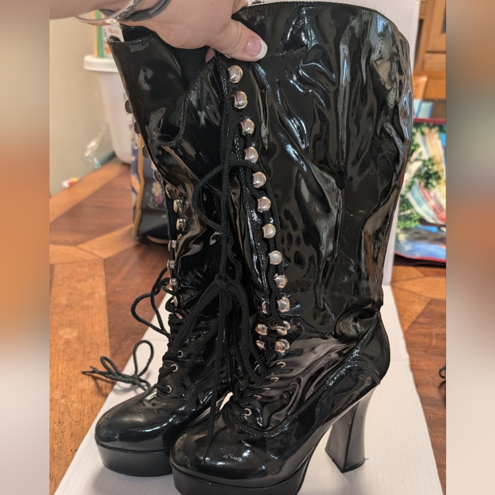Black Platform Lace-Up Boots